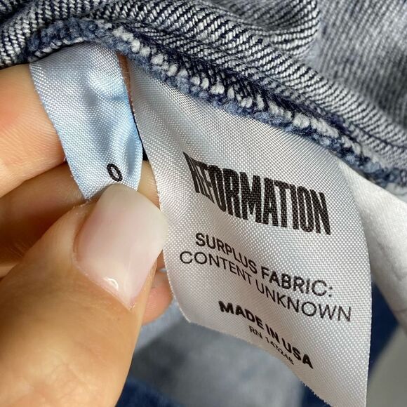Reformation Hartley Mini Blue Dress Denim Size 0 - Picture 8 of 9